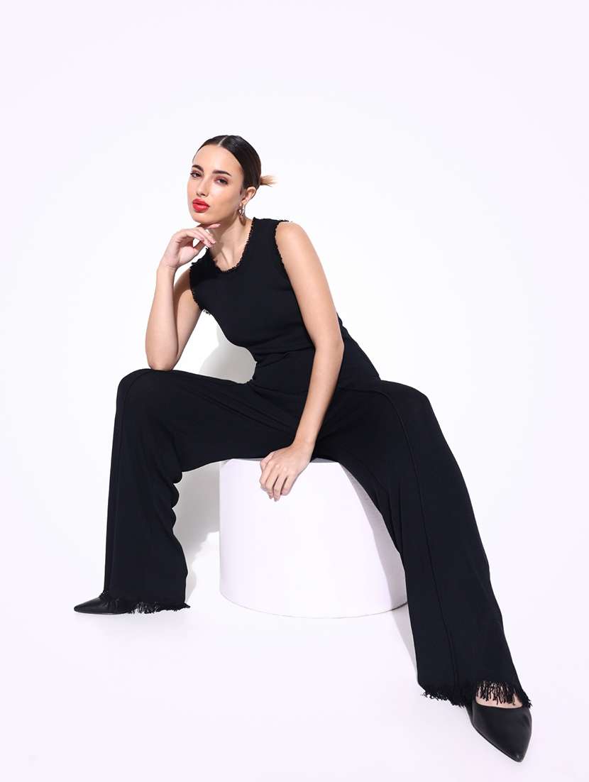 women solid top and trouser co-ord set - 21643305 -  Standard Image - 1