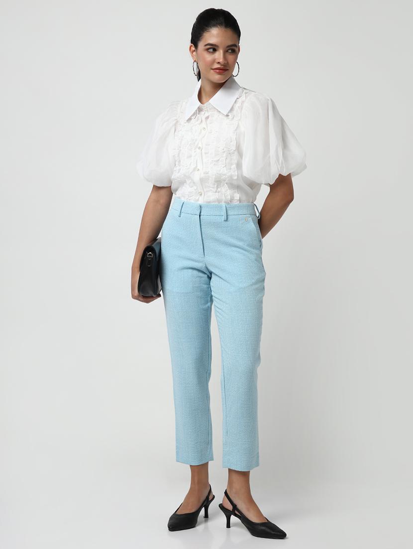 women solid collared puff sleeves shirt - 21643308 - Standard Image - 6