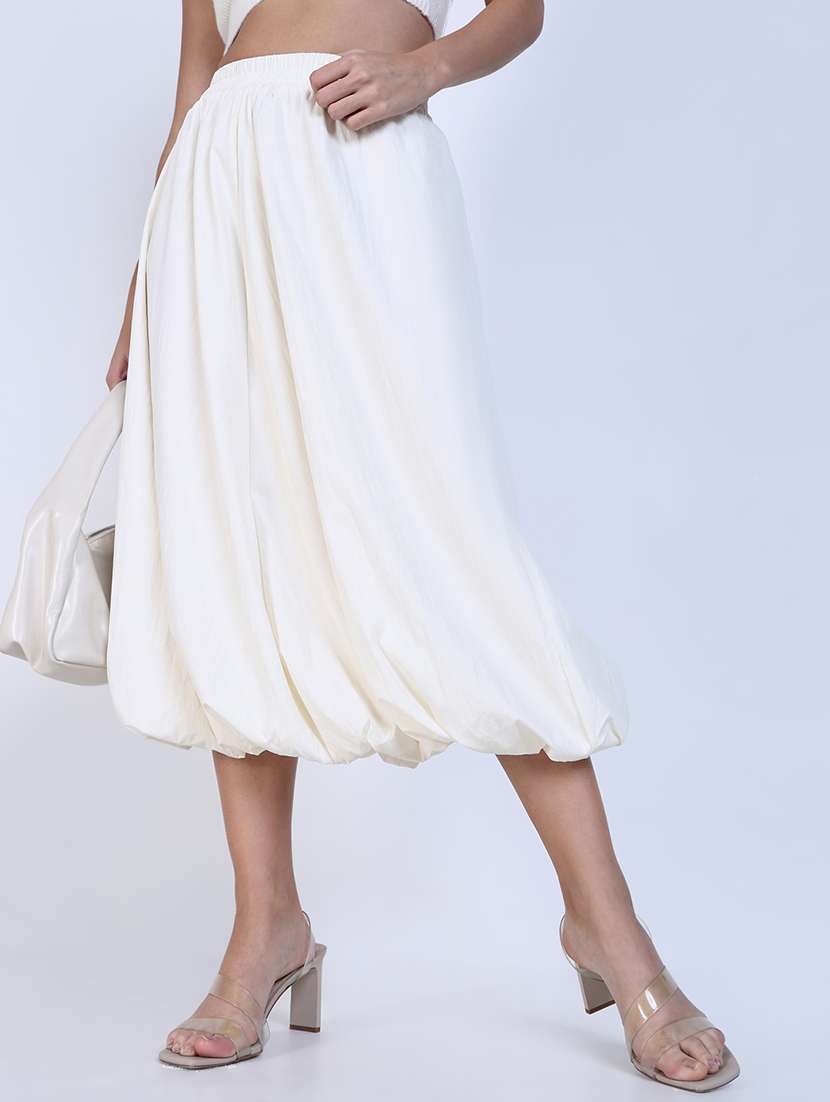 women solid high rise ballon skirt - 21643343 -  Standard Image - 1