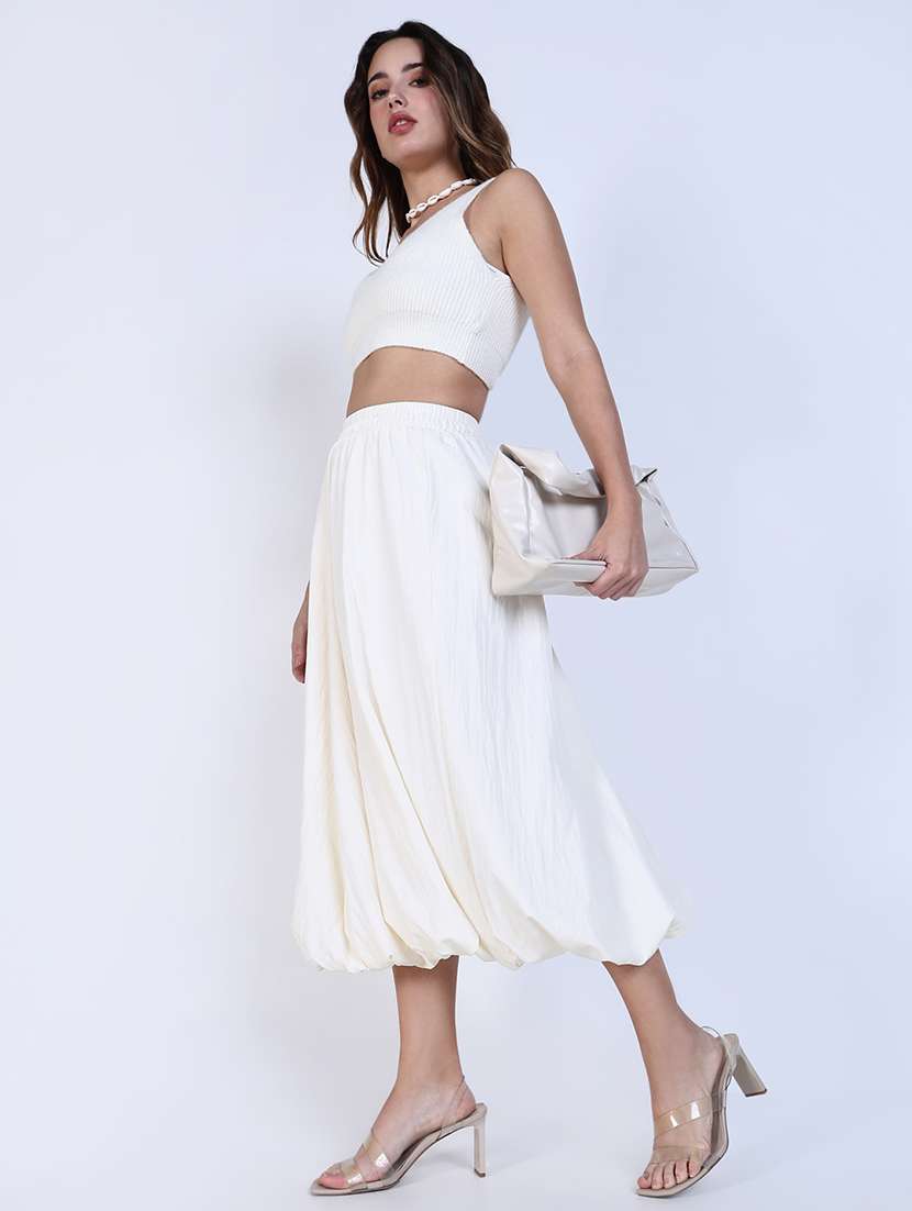 women solid high rise ballon skirt - 21643343 - Standard Image - 4