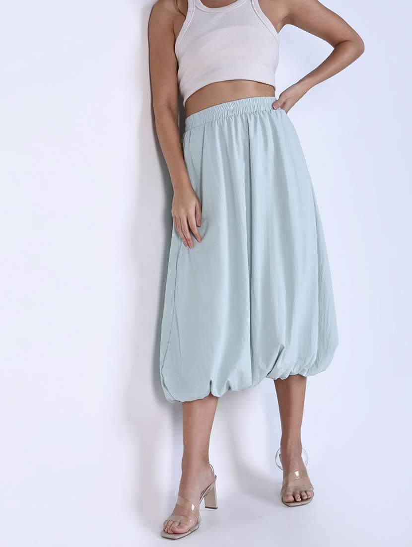women solid high rise ballon skirt - 21643344 - Standard Image - 1