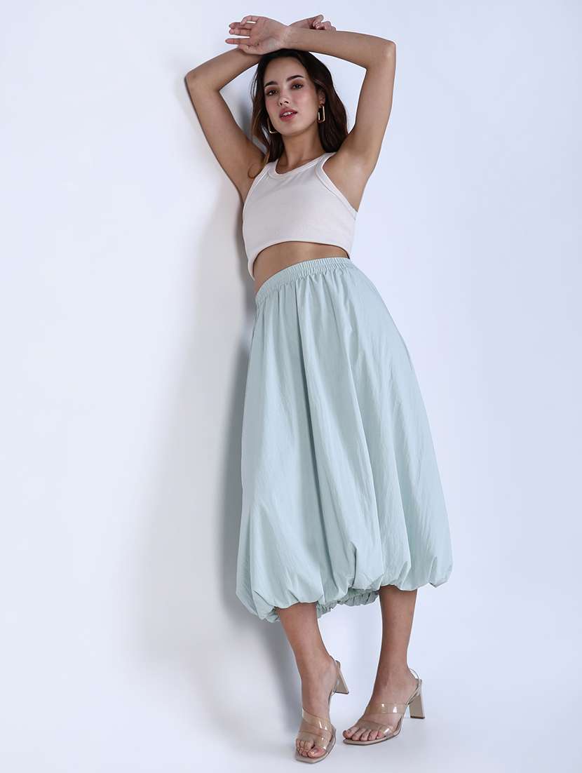 women solid high rise ballon skirt - 21643344 - Standard Image - 4