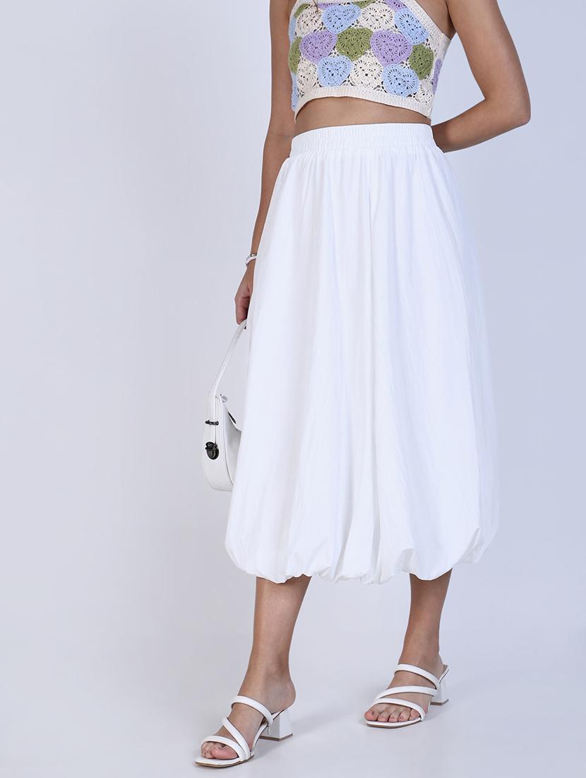 women solid high rise ballon skirt - 21643345 -  Standard Image - 1