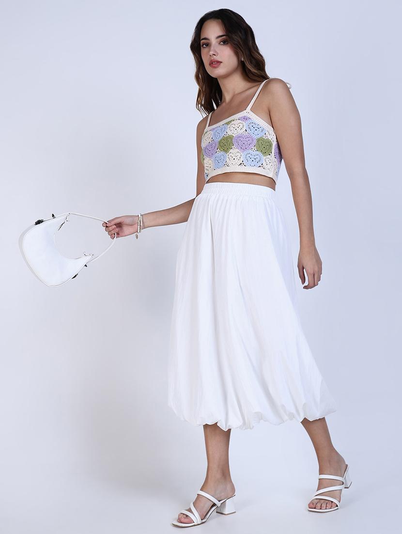 women solid high rise ballon skirt - 21643345 - Standard Image - 4
