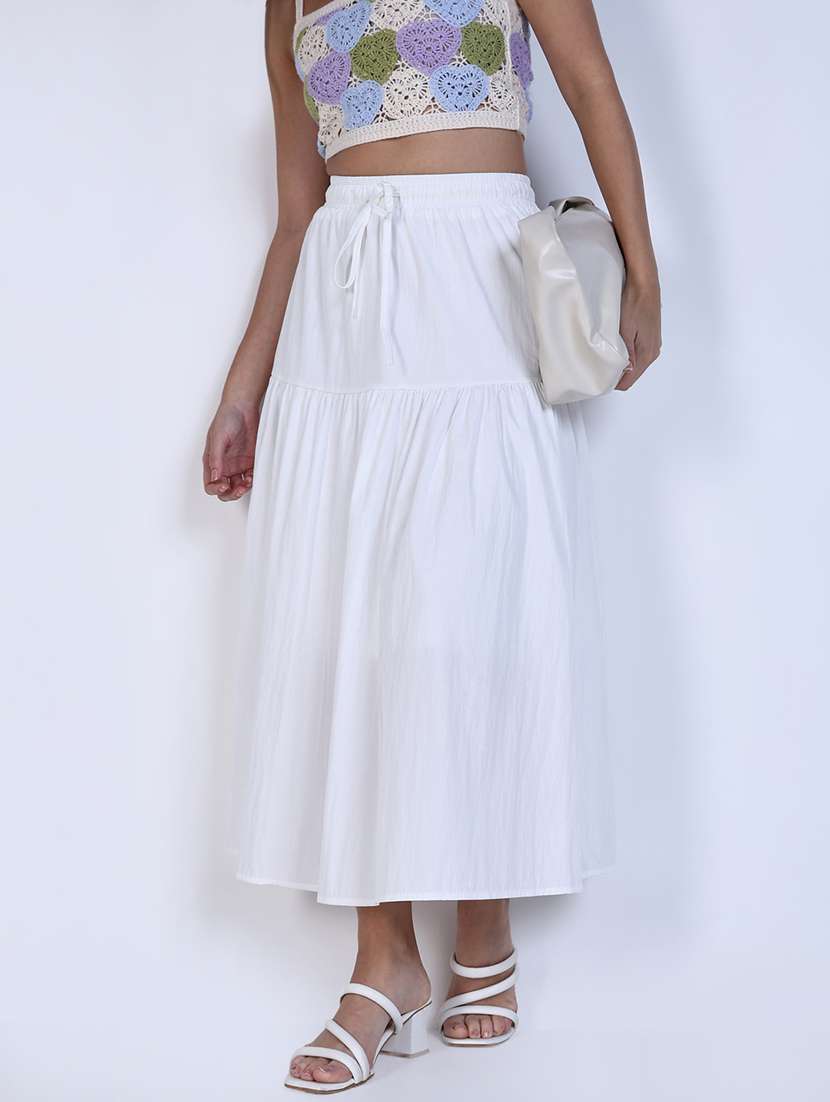women solid high rise flared skirt - 21643346 - Standard Image - 1