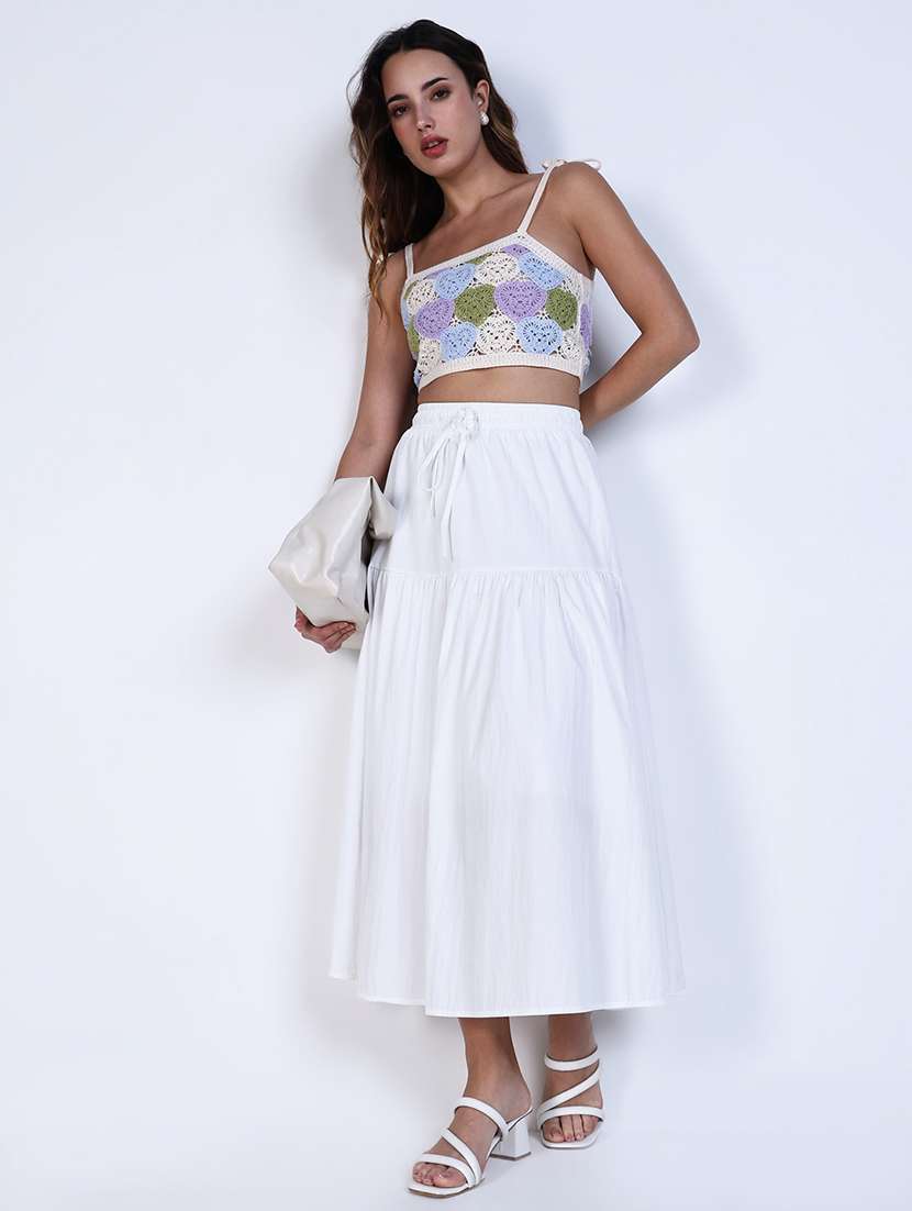 women solid high rise flared skirt - 21643346 - Standard Image - 4