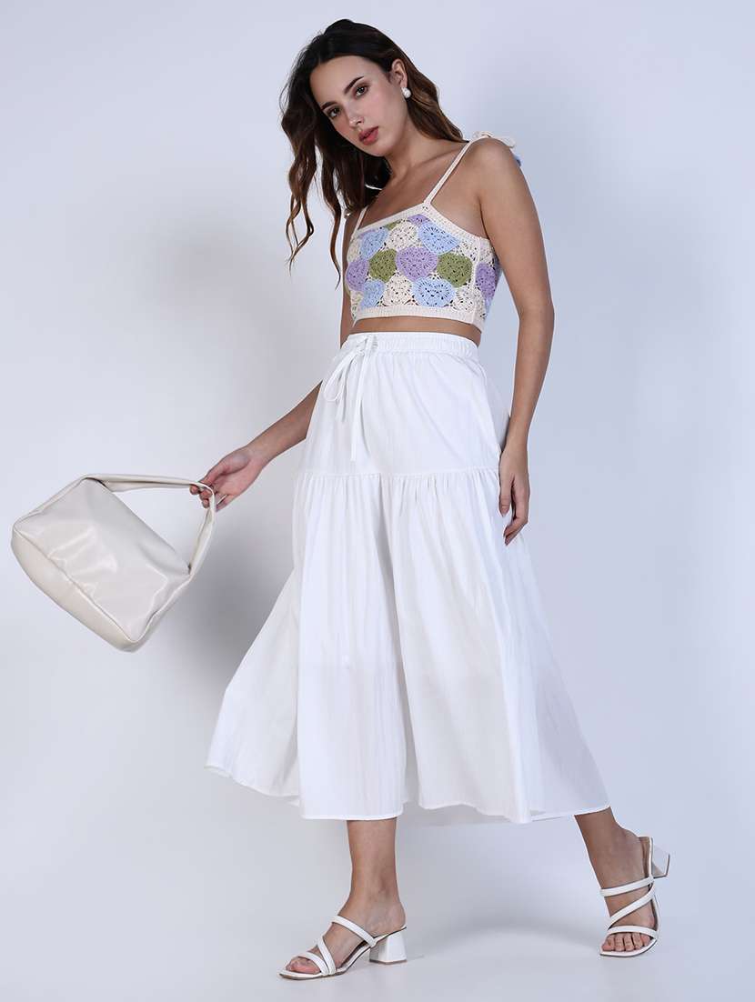 women solid high rise flared skirt - 21643346 - Standard Image - 6