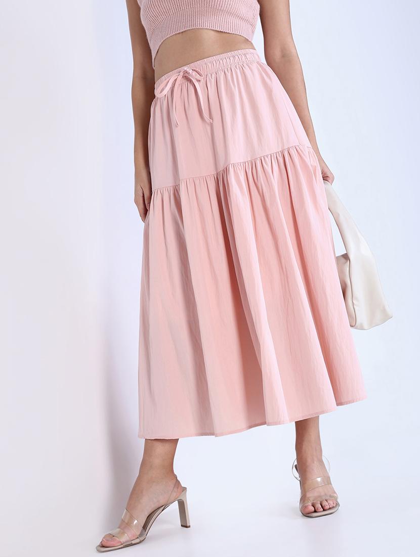 women solid high rise flared skirt - 21643347 -  Standard Image - 1