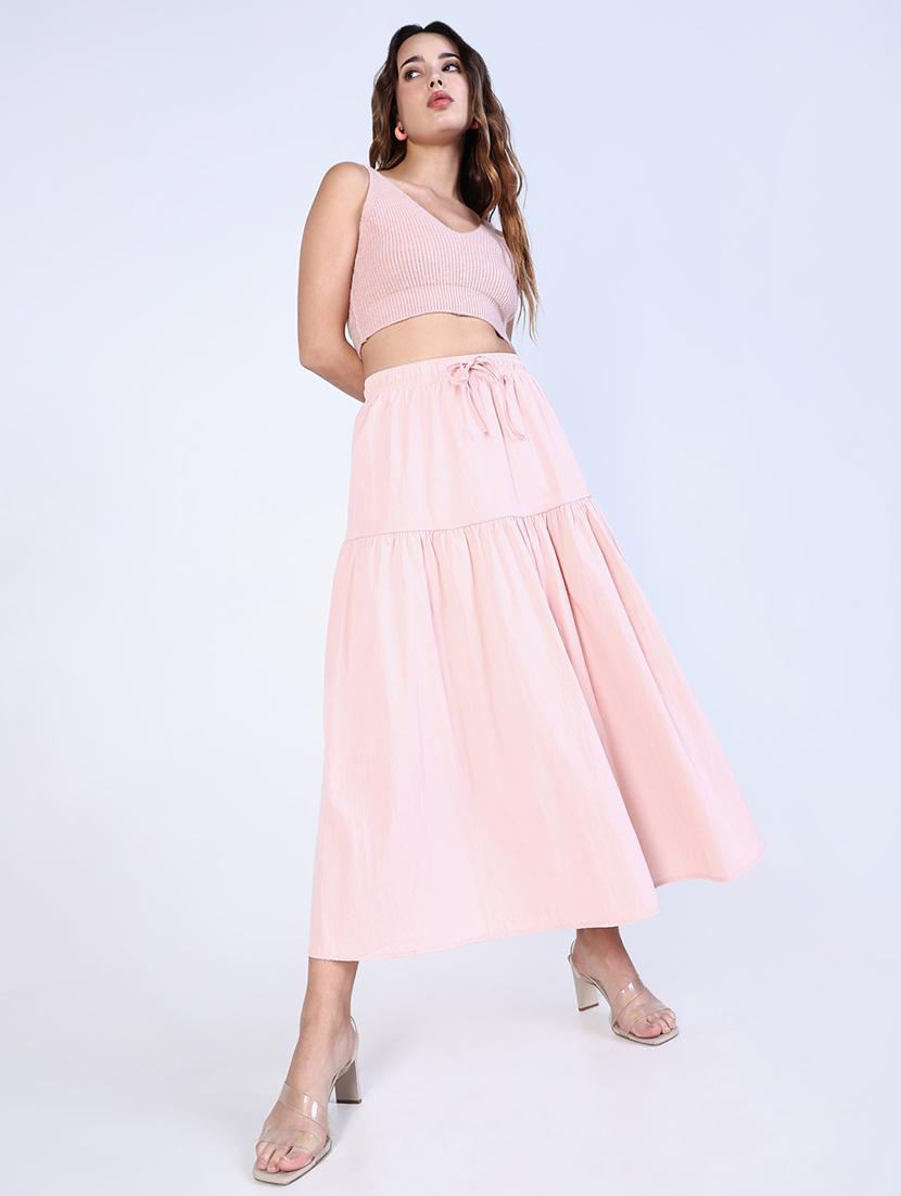 women solid high rise flared skirt - 21643347 - Standard Image - 4