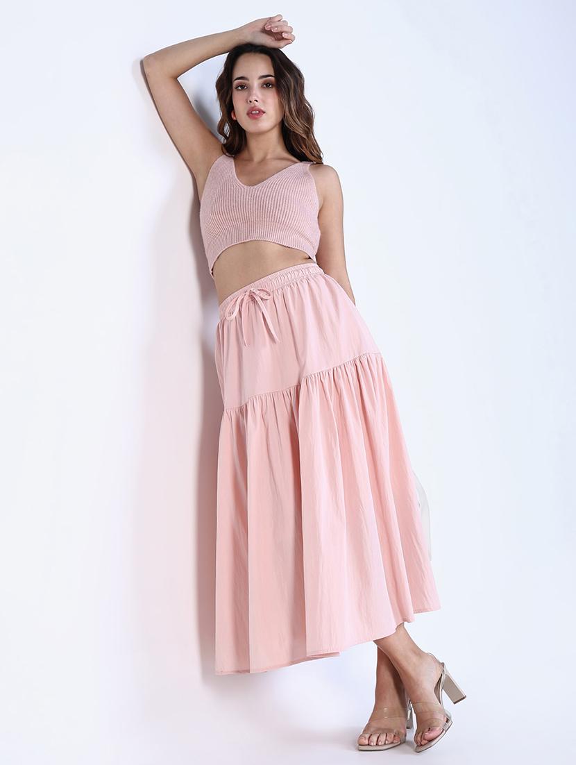 women solid high rise flared skirt - 21643347 - Standard Image - 6