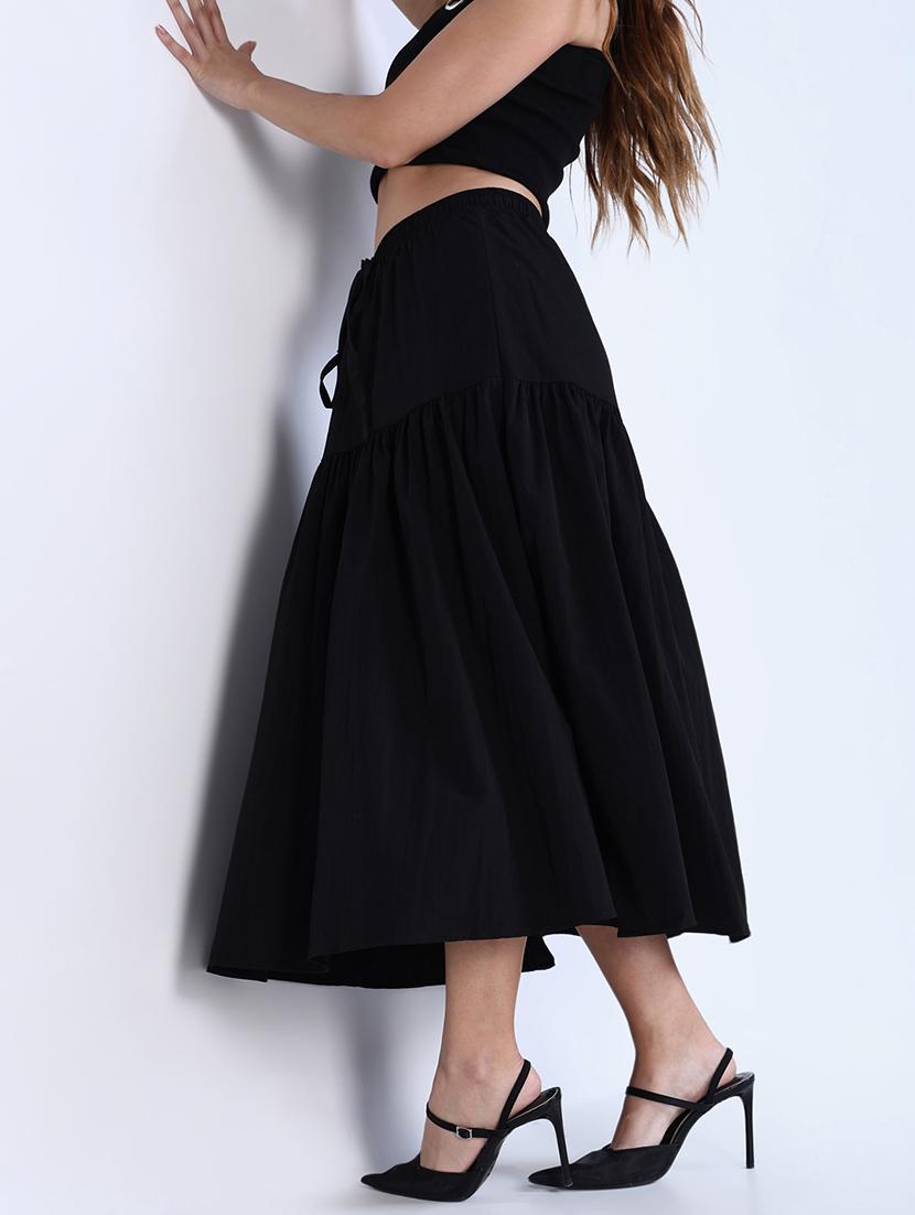 women solid high rise flared skirt - 21643348 -  Standard Image - 1
