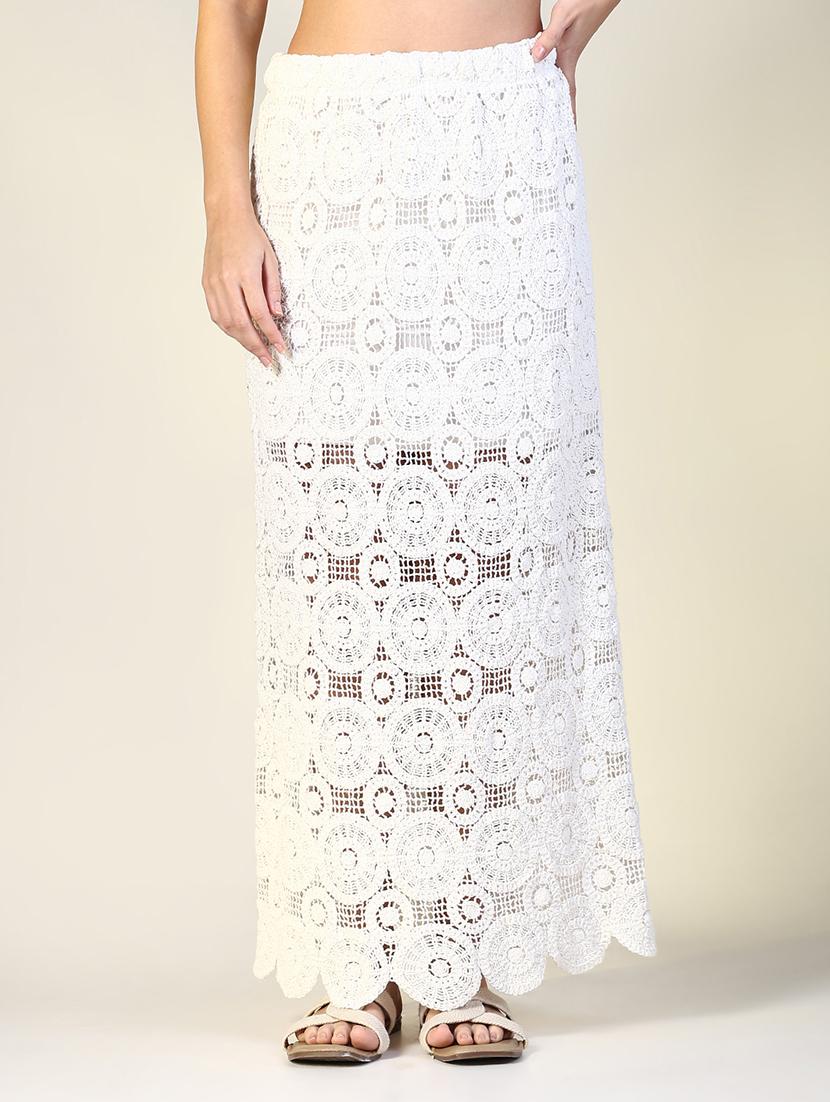 women crochet detailed straight skirt - 21643349 - Standard Image - 1