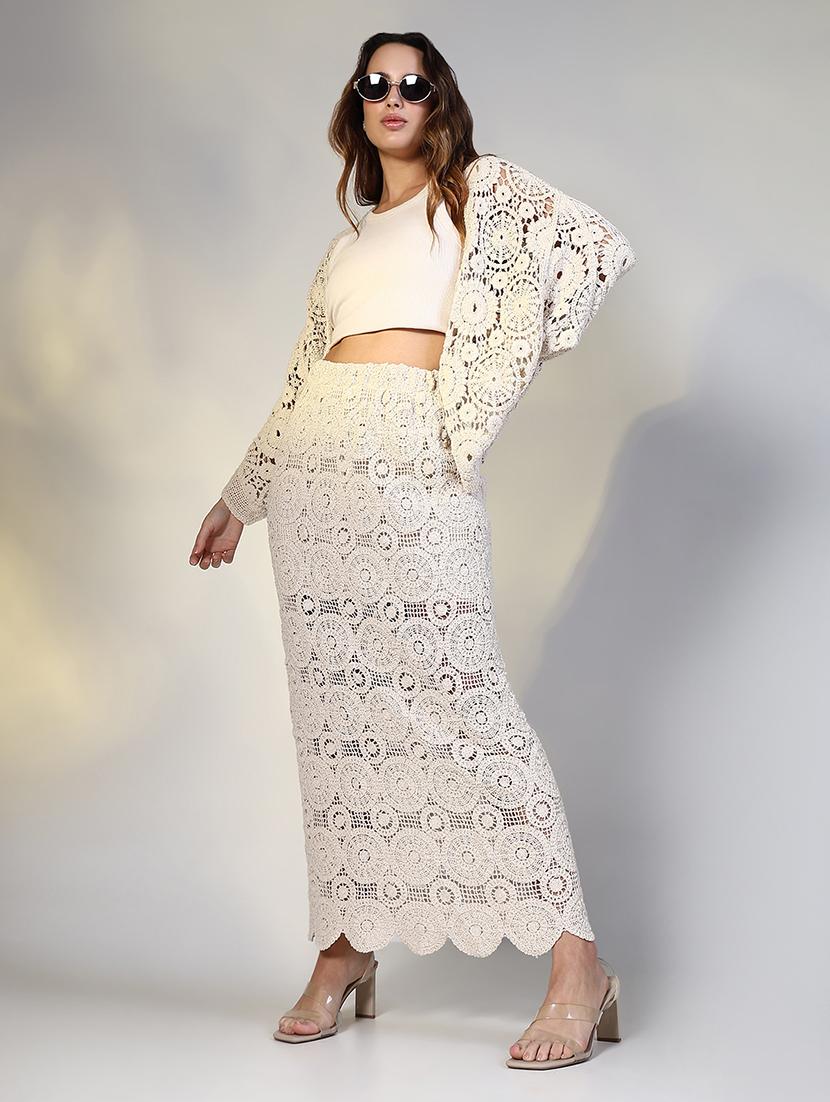 women crochet detailed straight skirt - 21643350 - Standard Image - 4