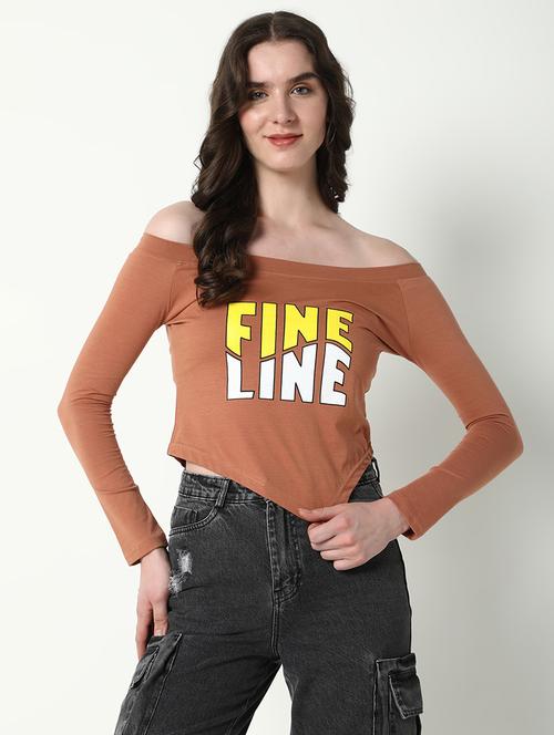 women typography off-shoulder neck top - 21643366 -  Standard Image - 0