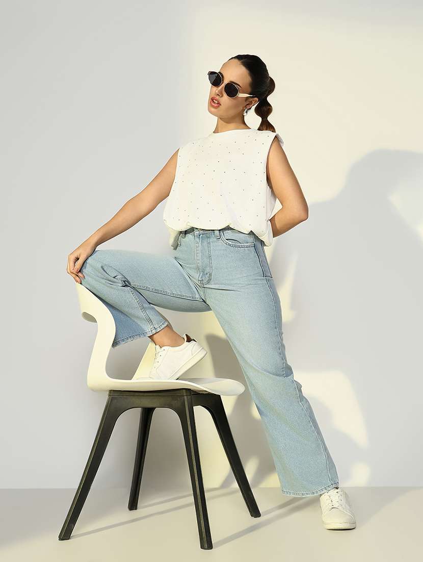 women polka doted sleeveless regular top - 21643384 -  Standard Image - 4