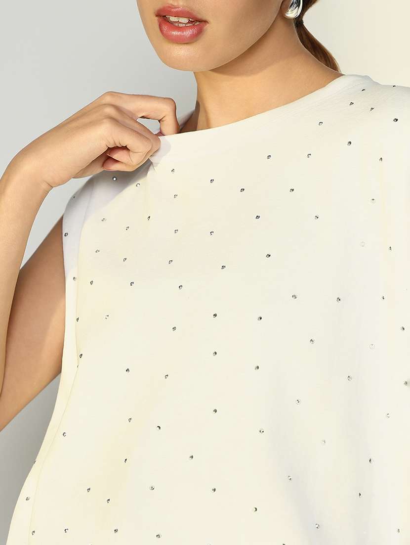 women polka doted sleeveless regular top - 21643384 -  Standard Image - 6