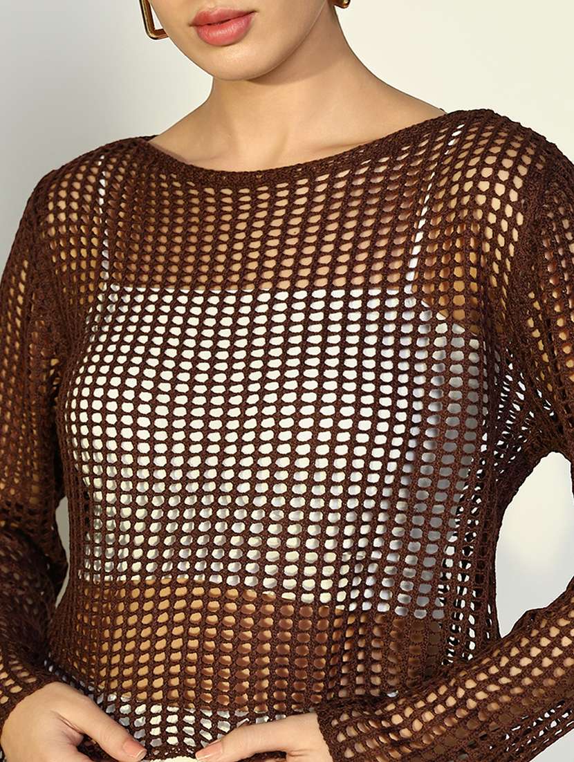 women crochet detailed long sleeves top - 21643388 -  Standard Image - 6