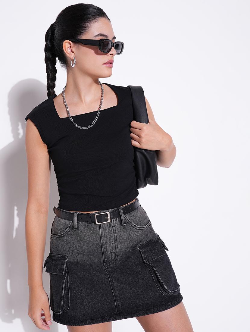 women solid sleeveless crop top - 21643398 - Standard Image - 1