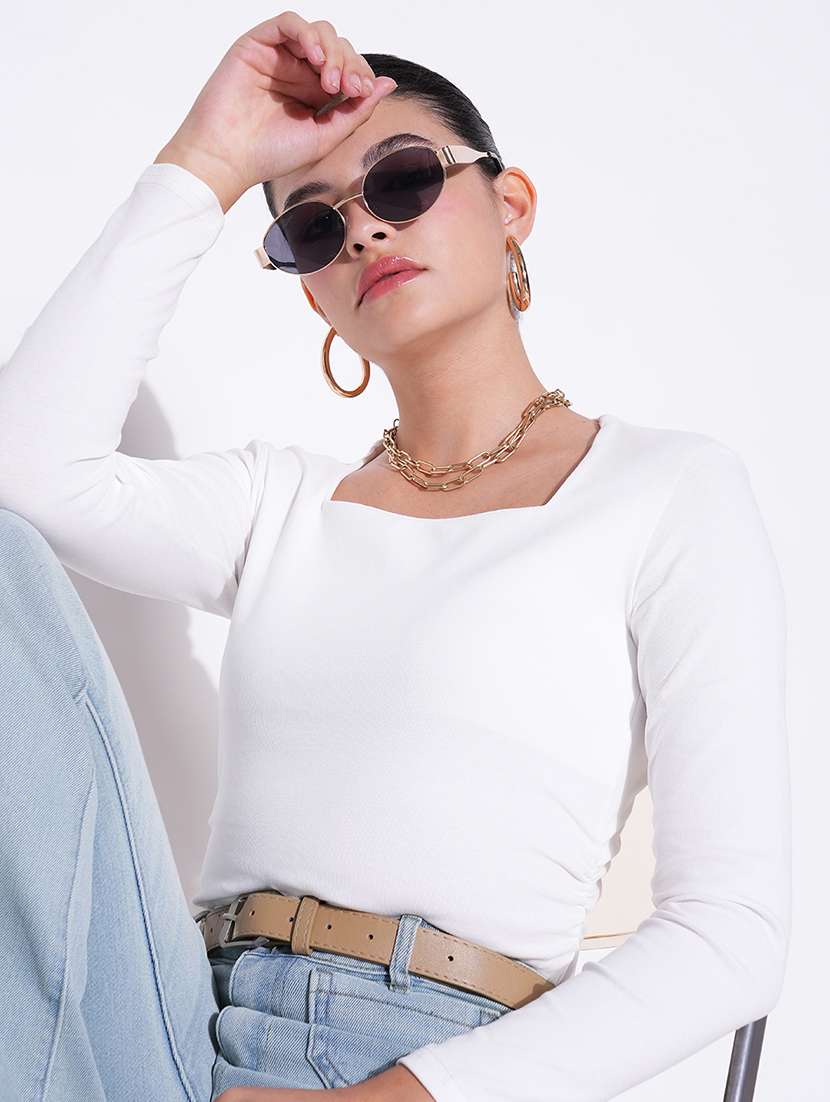 women white solid long sleeve top - 21643399 -  Standard Image - 1