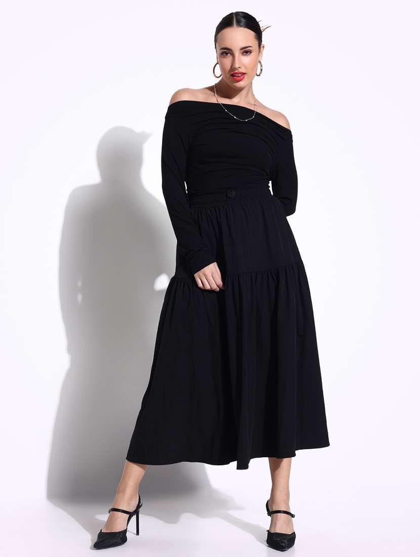 women solid off shoulder long sleeves top - 21643403 -  Standard Image - 4