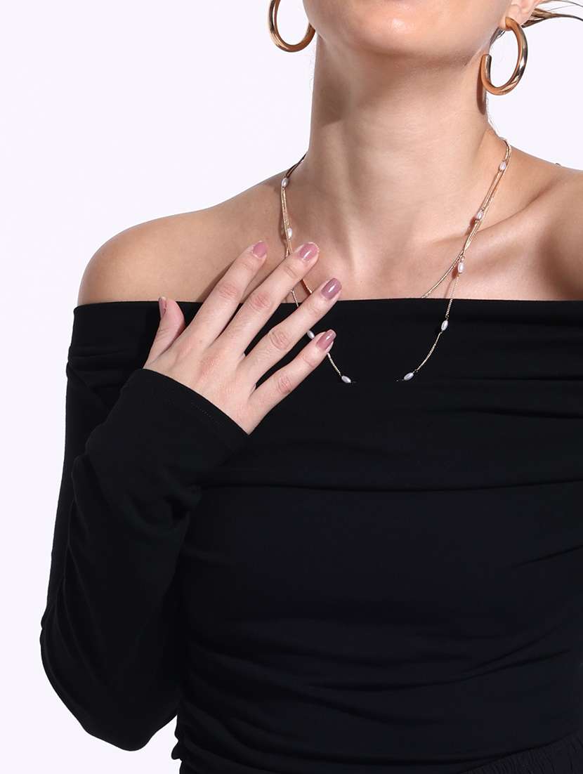 women solid off shoulder long sleeves top - 21643403 -  Standard Image - 6