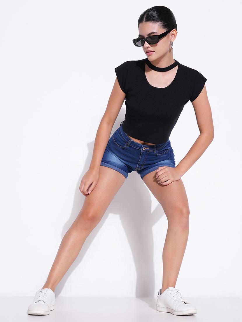 women solid chocker neck regular top - 21643429 - Standard Image - 4