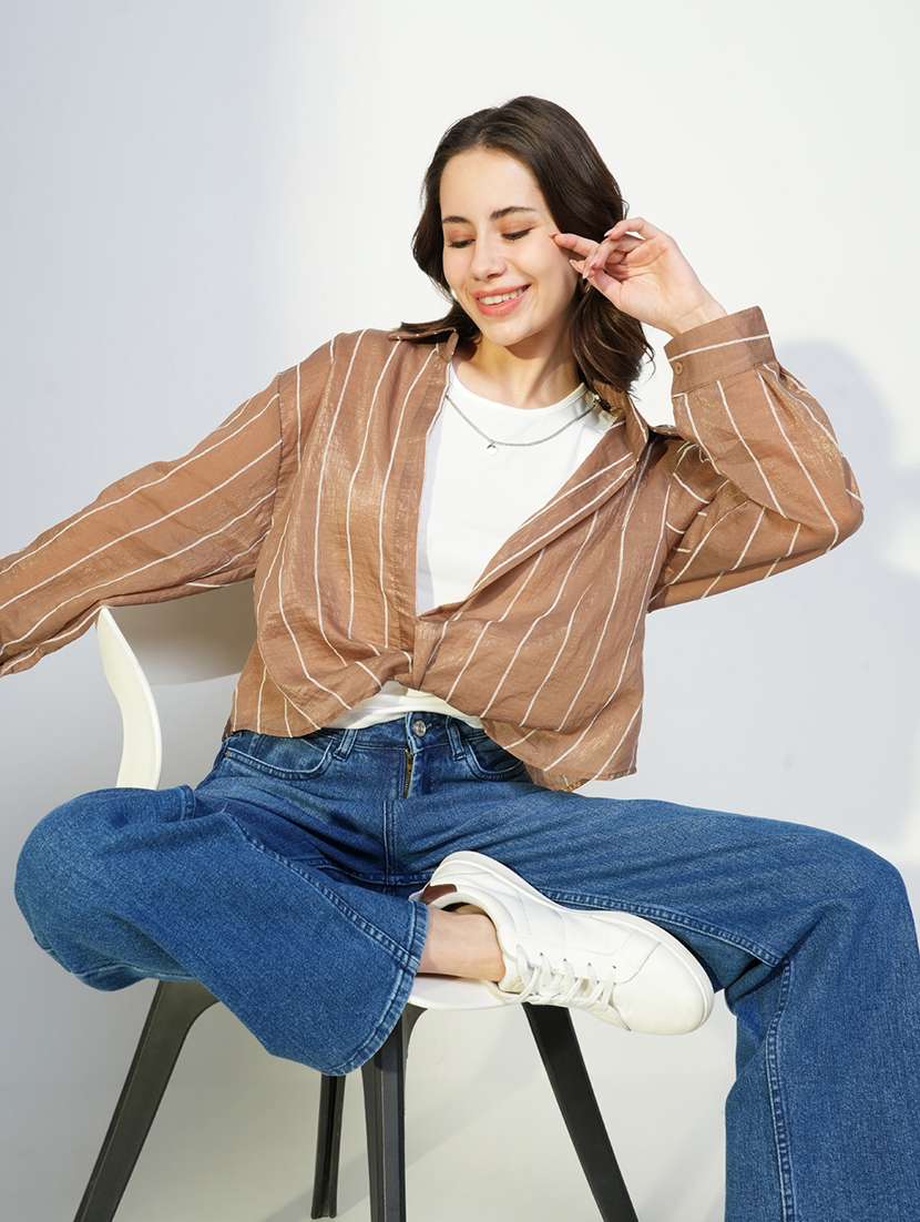 women white solid top with long sleeves shirt  - 21643430 -  Standard Image - 1