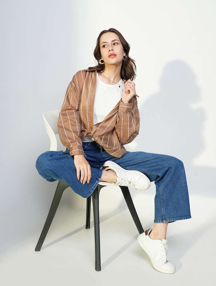 women white solid top with long sleeves shirt  - 21643430 -  Standard Image - 4