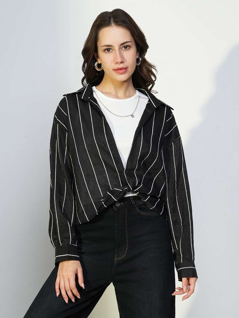 women white solid top with long sleeves shirt - 21643431 - Zoom Image - 0