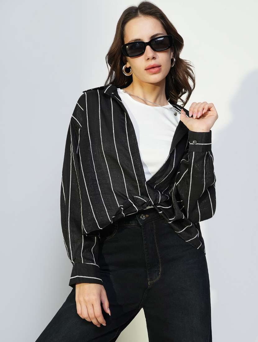 women white solid top with long sleeves shirt - 21643431 - Standard Image - 1