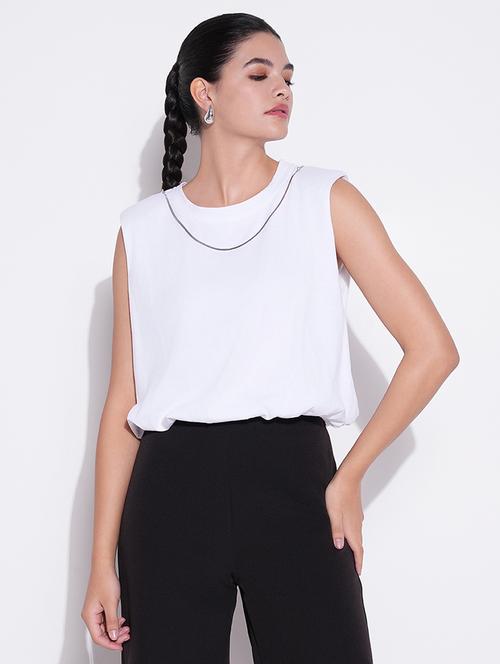 women white solid sleeveless top - 21643444 -  Standard Image - 0