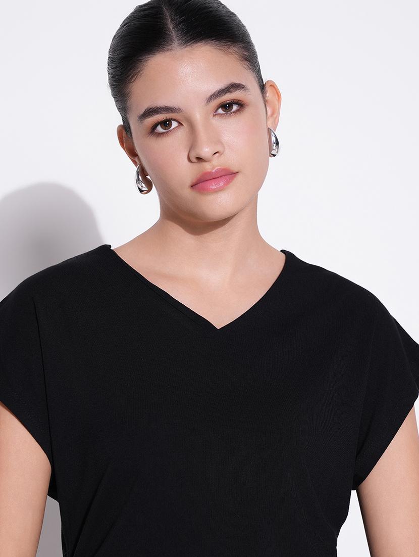 women black solid short sleeves top - 21643461 - Standard Image - 6