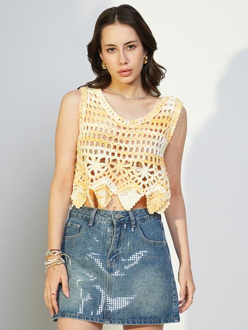 women crochet detailed sleeveless top - 21643465 -  Standard Image - 0