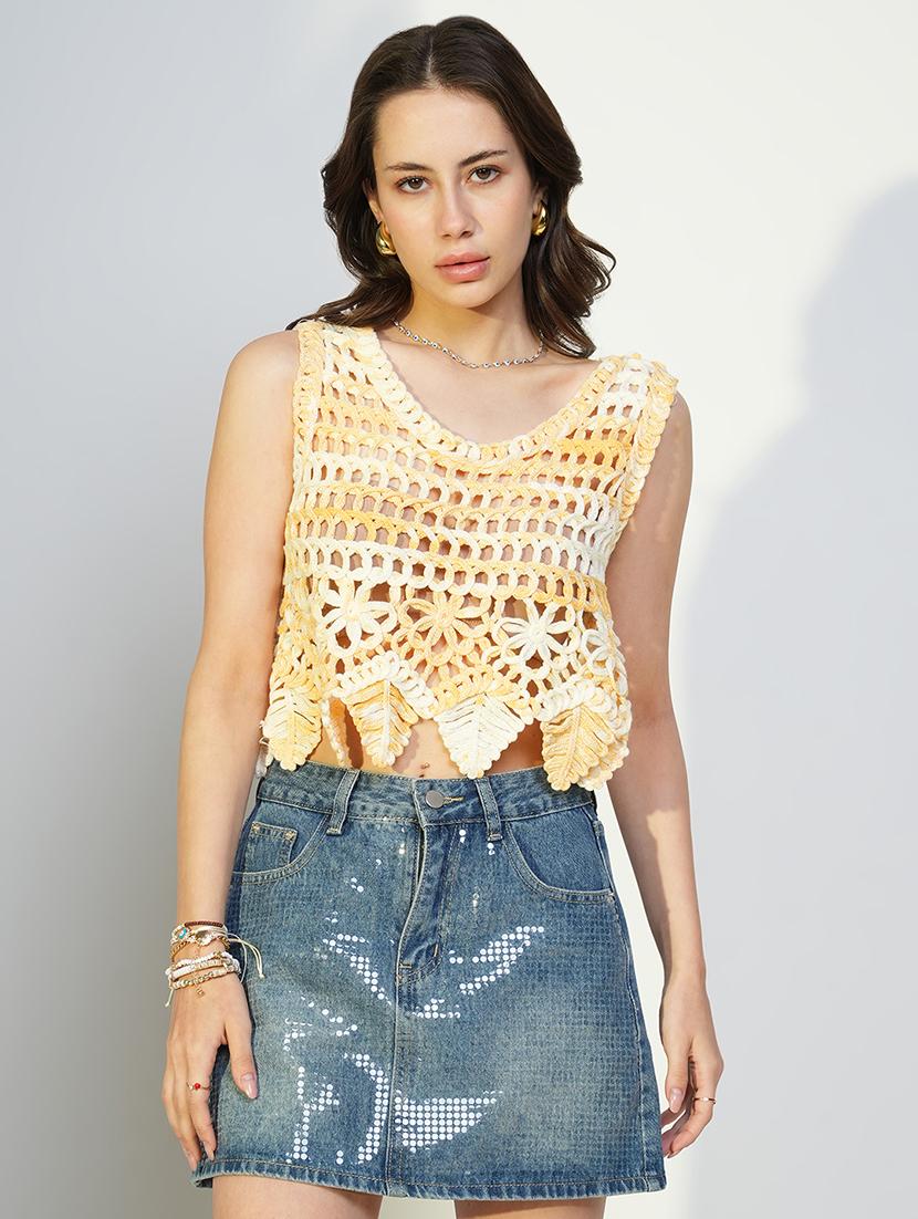 women crochet detailed sleeveless top - 21643465 -  Zoom Image - 0