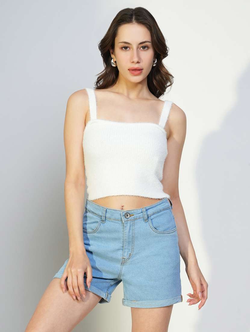 women white solid shoulder strap top - 21643503 - Zoom Image - 0