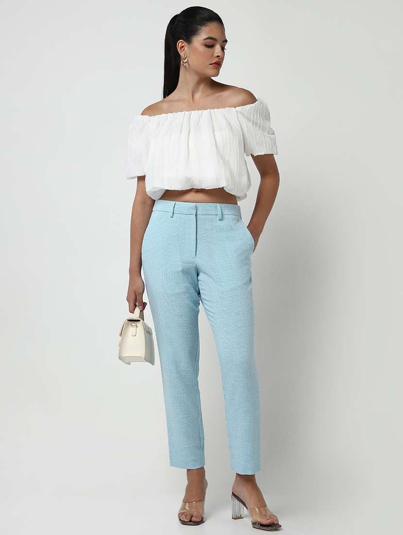 women white solid puff sleeves blouson top - 21643515 -  Standard Image - 4