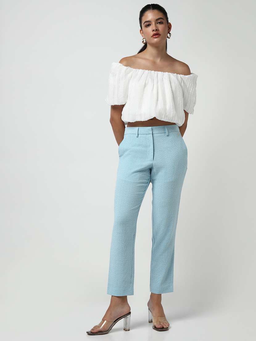 women white solid puff sleeves blouson top - 21643515 -  Standard Image - 6