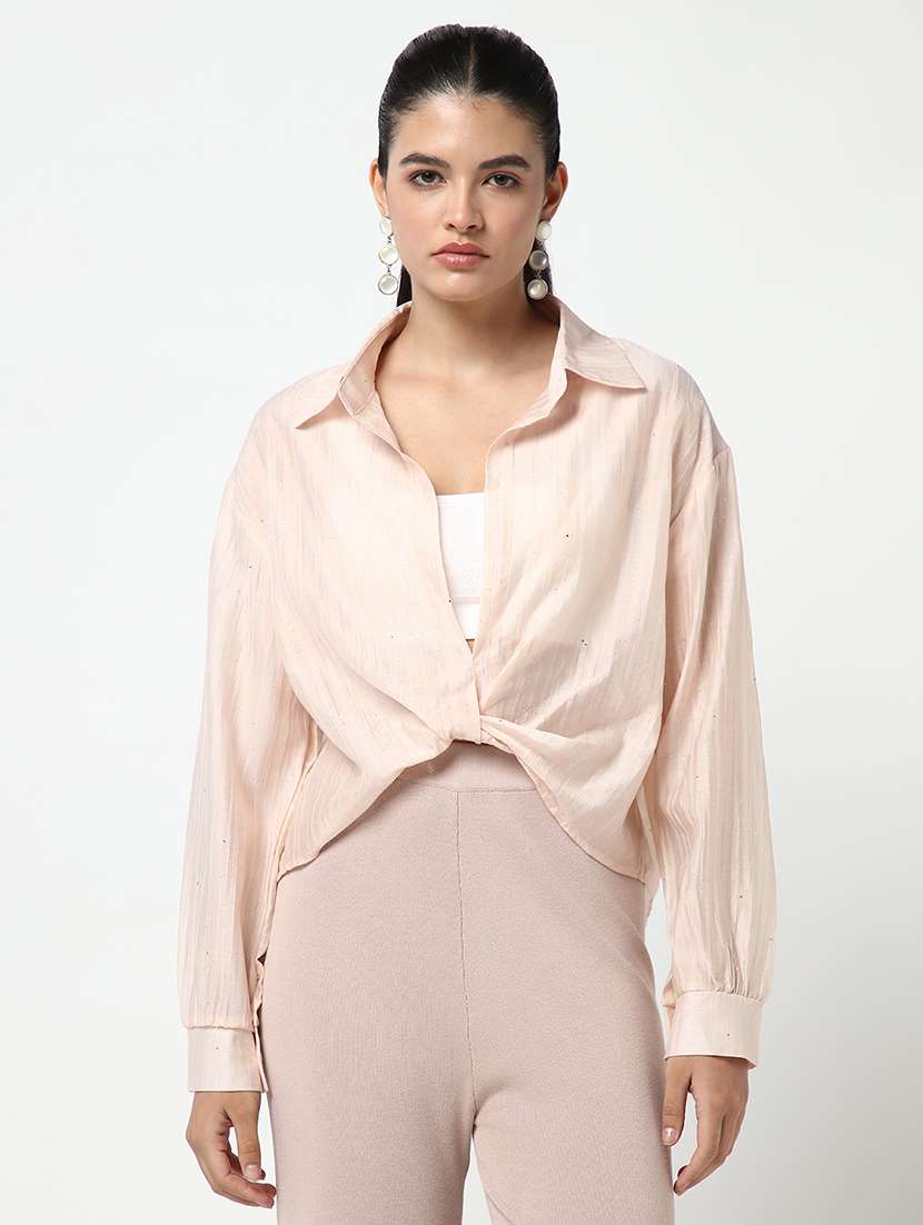 women solid long sleeve shirt