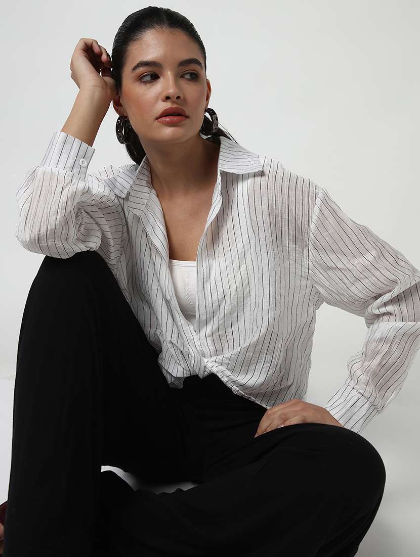 women stripes long sleeve shirt - 21643524 -  Standard Image - 1