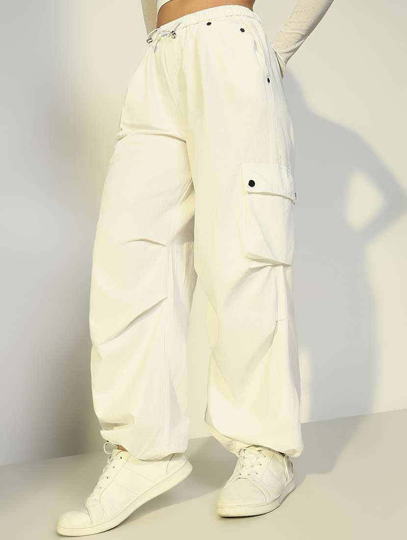 women solid high rise cargos  - 21643531 -  Standard Image - 1