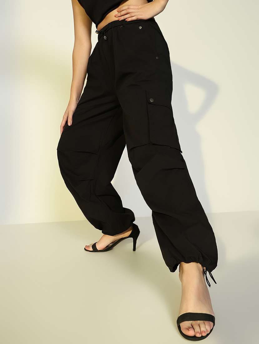 women solid high rise cargos  - 21643532 -  Standard Image - 1