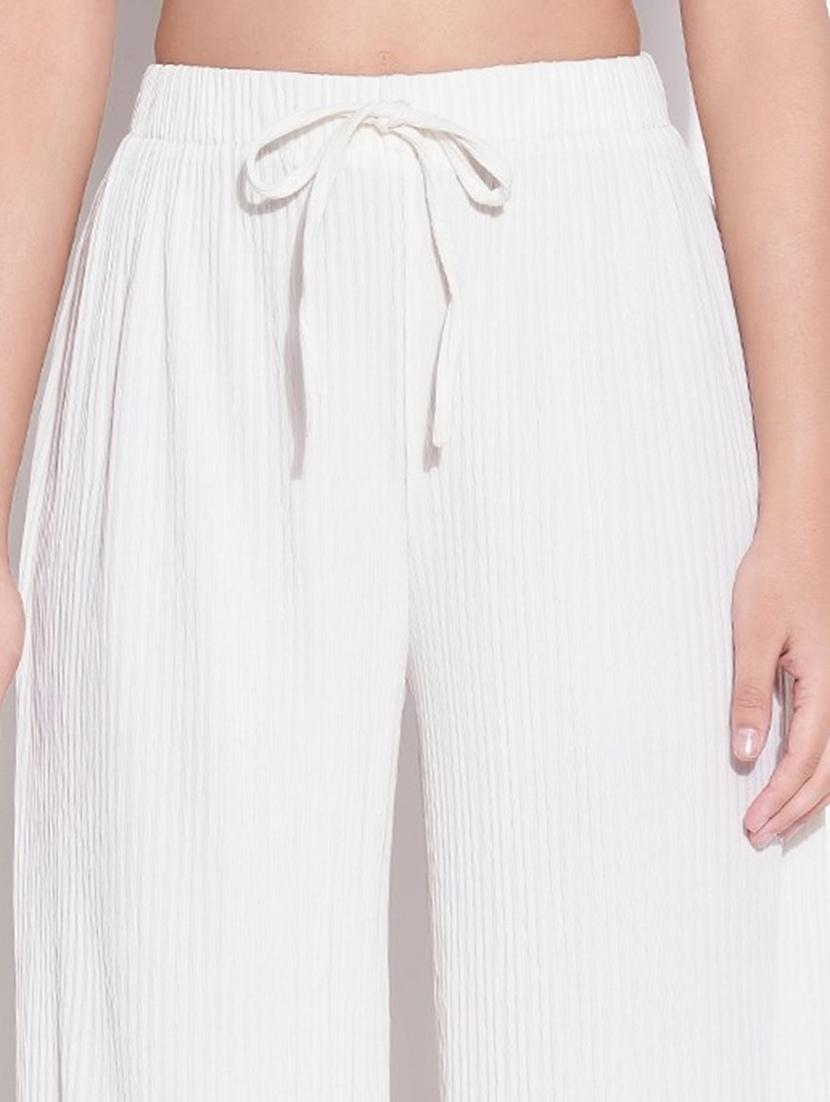 women solid high rise wide leg trouser - 21643539 - Standard Image - 6