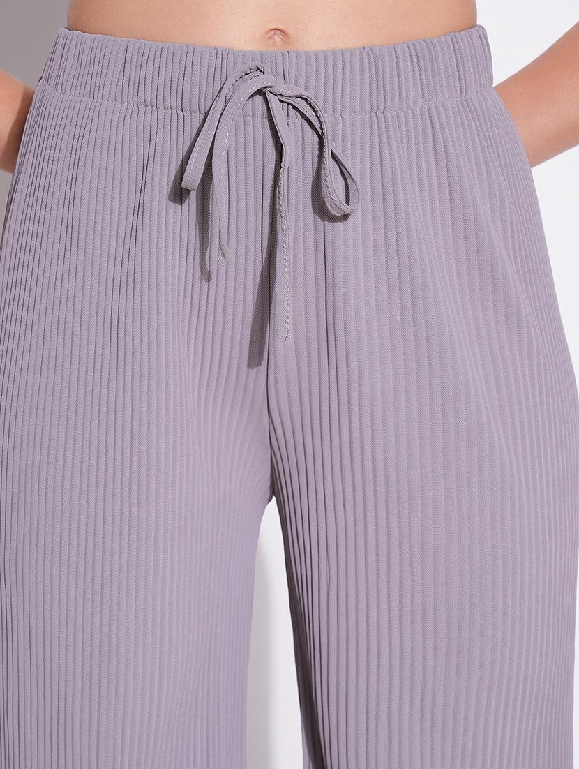 women solid high rise wide leg trouser - 21643540 - Standard Image - 6
