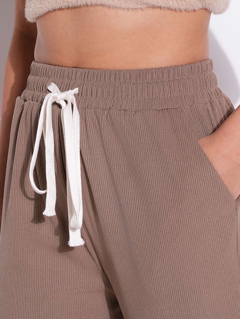 women solid high rise wide leg trouser - 21643543 - Standard Image - 6