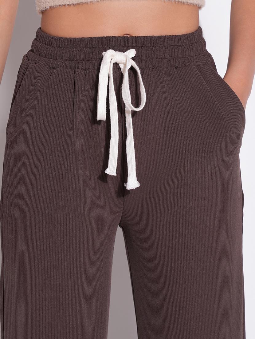 women solid high rise wide leg trouser - 21643544 - Standard Image - 6