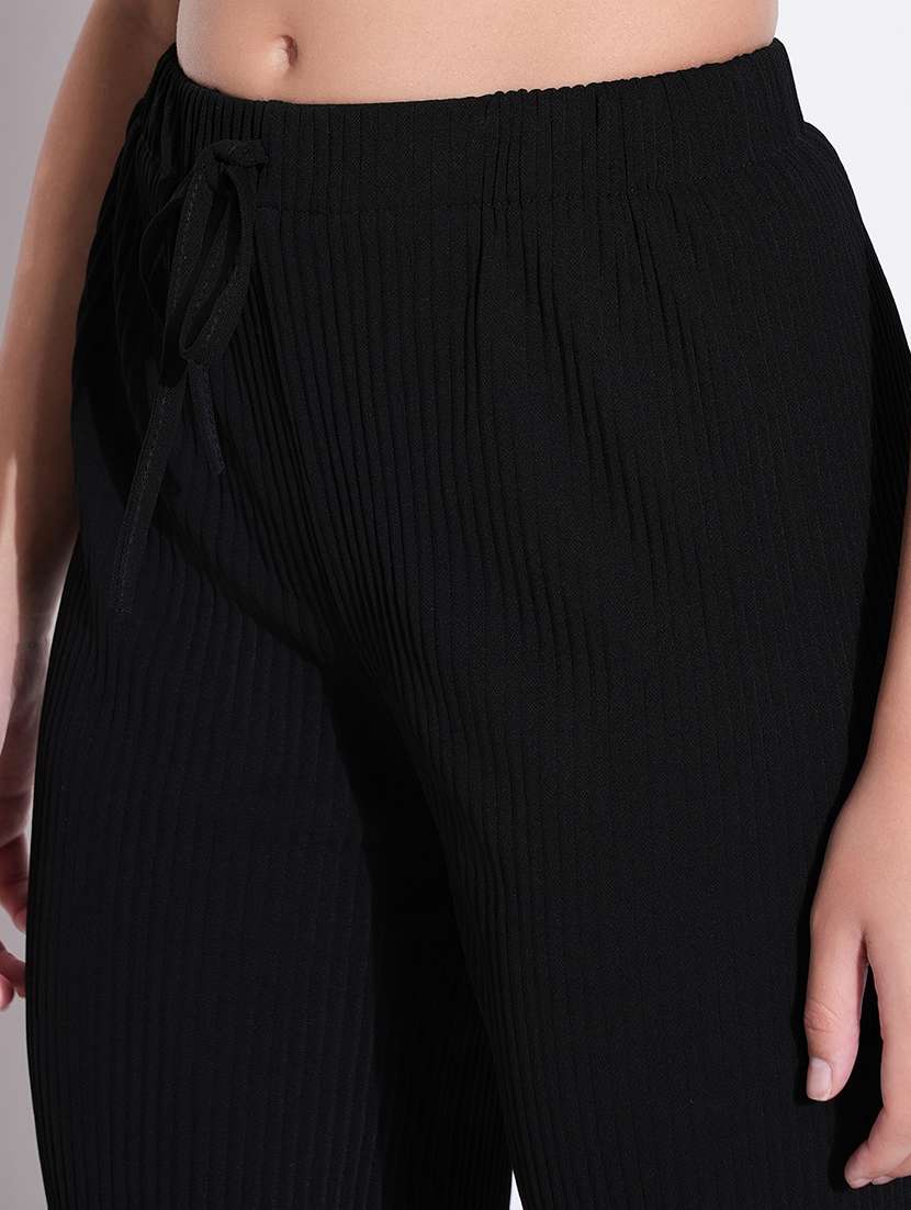women solid high rise wide leg trouser - 21643545 -  Standard Image - 6