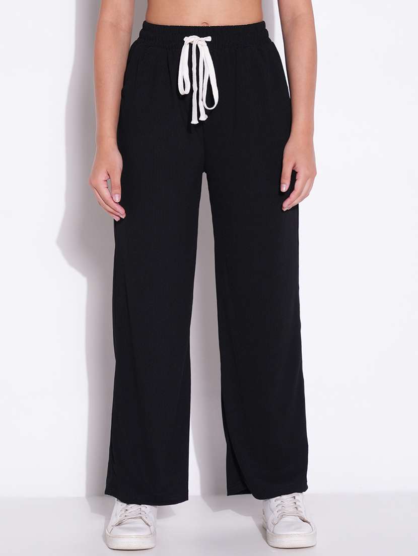 women solid high rise wide leg trouser - 21643546 -  Zoom Image - 0