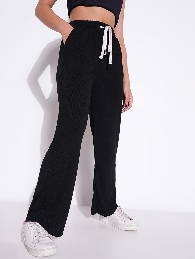 women solid high rise wide leg trouser - 21643546 - Standard Image - 1