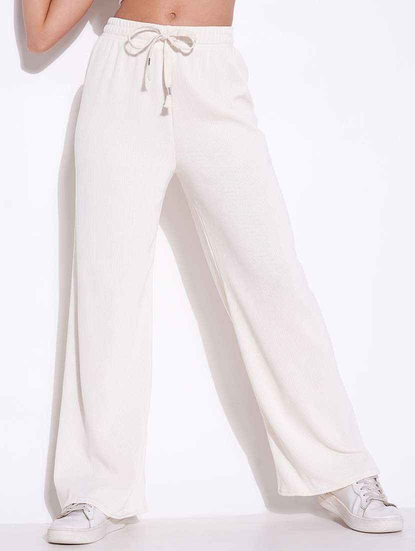 women solid high rise wide leg trouser - 21643550 -  Standard Image - 1