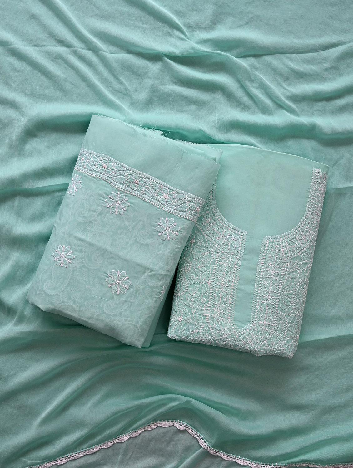 women chikankari work unstitched suit set - 21643599 - Zoom Image - 0
